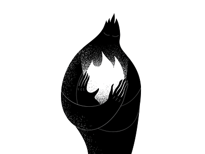 Flamehugger black and white illustration minimalist