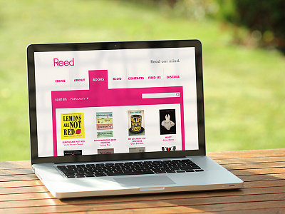 Reed for readers. First EX in web design. books catalog menu pink