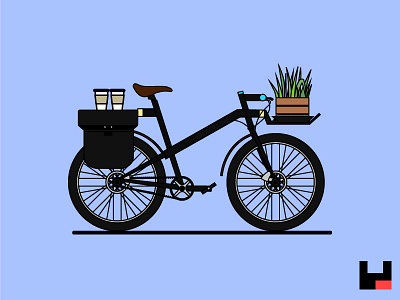 Chicago Blackline Ultimate Urban Bike bicycle bike coffee flat illustration urban