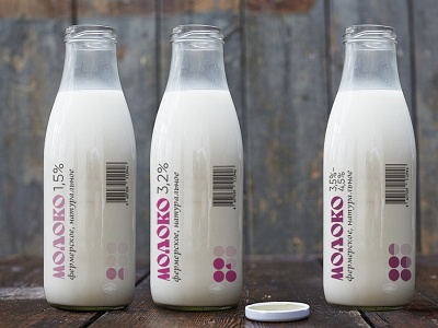Milk label design. Semi-final label milk minimalist package typography