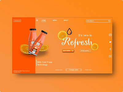 Refresh Landing Page gimp inkscape landingpage orange juice webdesign