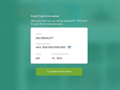 Day 2 - Credit Card Form - Daily UI 002 credit card daily ui tablet