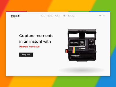 Polaroid Landing Page camera color dailyui dailyuichallenge figma homepage homepage design landing page design landingpage minimalist polaroid ui