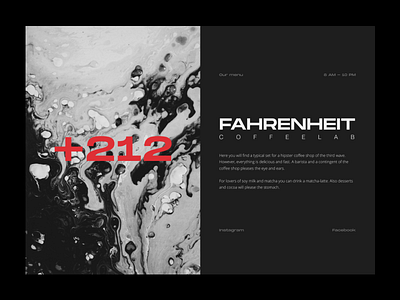 Onepage site for coffeeshop Fahrenheit color design grid interface project social ui ux ux design web