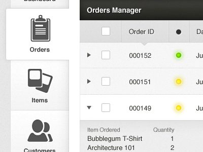 Orders Manager for an eCommerce Application ecommerce order status orders manager ui