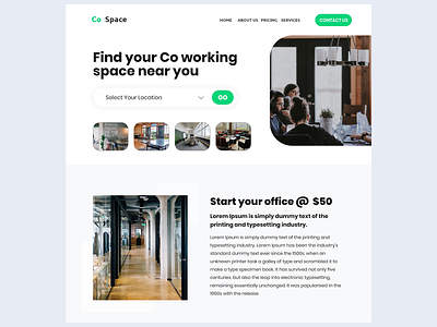 co working space website co working co working space concept design designs ui uiux ux web website