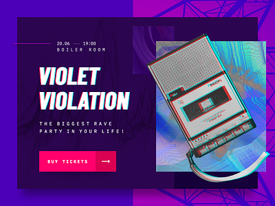 Violet Violation color event glitch music party promo promotion rave ui website