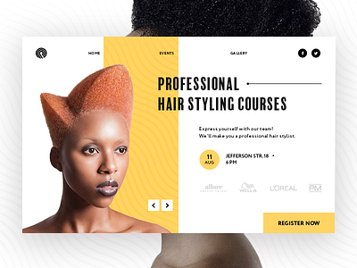 Hair Style Courses card courses event hair promo slide style ui ux yellow