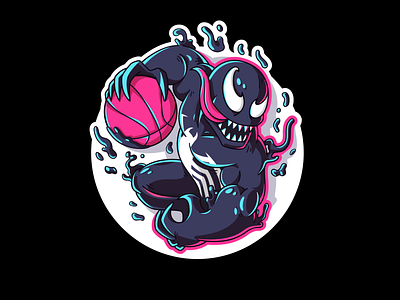 🎃 Playoff: New Dribbble Player on Court art color graphic halloween halolab illustration marvel player playoff scary sketch spooky sticker stickermule venom