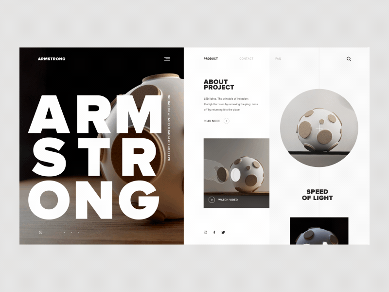 Armstrong Light Trap Website animation design studio gadget iot landing motion promo smart typography ui ux web website