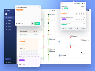 Timely Activity Screen activity app dashboard design halolab macos service time timeline tracker ui ux