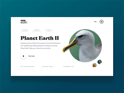BBC: Planet Earth 2 TV Show animals animation birds landing promo scroll slider ui ux web website