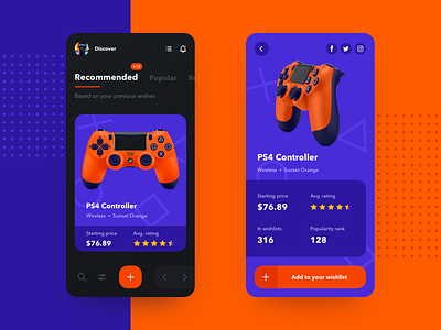 Wishlist App Concept android app card gamepad ios mobile mobile app modern ps4 rounded ui ux wishlist