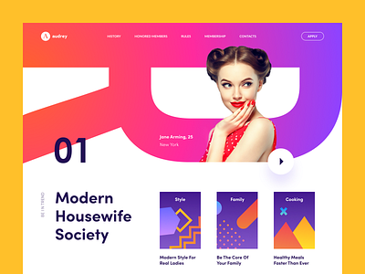 Modern Housewife club color cooking household housekeeper housemaid housewife information meal membership promo recipes recommendations relationships society style ui web website women