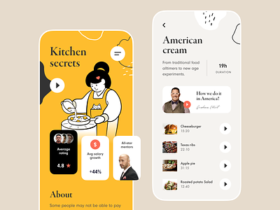 Kitchen Secrets Mobile App activity android app application chef cooking cooking app cuisine culinary delicious eat food illustration industry ios masterpiece mobile painting recipe tasty