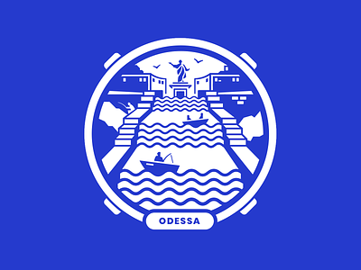 Warm-up 01: Odessa City Sticker art branding challenge colours dribbble dribbbleweeklywarmup graphic hometown illustration logo masterpiece odessa playoff sea sightseeing sticker ukraine vector
