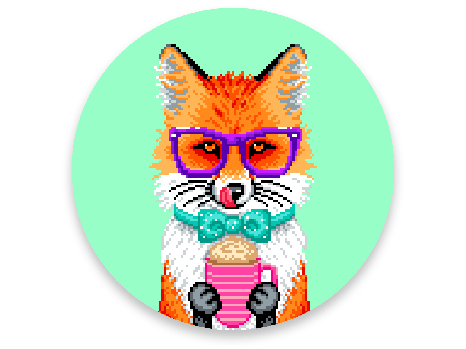 Pixel Art Portrait Gif animals cat character design coffee colors design fox gif graphicdesign illustration photoshop pixel art pixelart pixelartist pixels raccoon