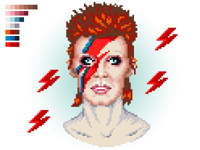 Pixel Art Portrait of David Bowie art david bowie design fan art graphicdesign illustration music pixel art pixelart pixelartist portrait illustration rock