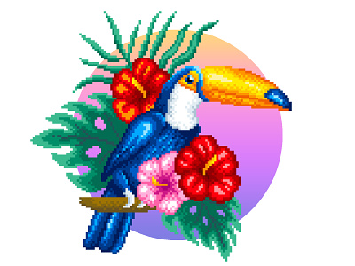 Pixel Art art colors design gradient graphicdesign illustration pattern photoshop pixel art pixelart pixelartist toucan tropic