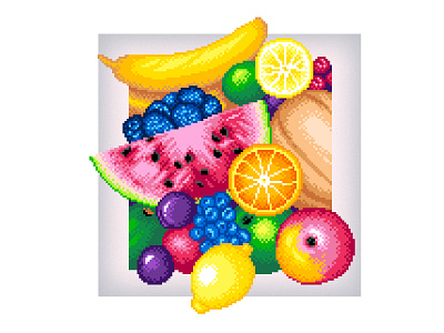 Pixel Art art colorful colors design fruit illustration fruits graphicdesign illustration pixel art pixel art fruit pixelartist pixels summer