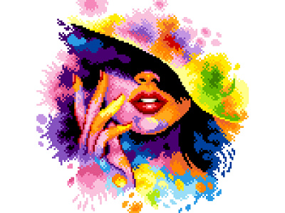 Pixel Art colorful colors design graphicdesign illustration pixel art pixelart pixelartist pixels watercolor watercolor illustration woman woman illustration