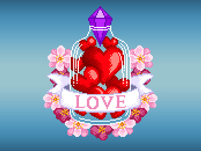 Pixel Art bottle colors design flowers gradient graphicdesign heart illustration illustration art love pixel art pixelart pixelartist pixels