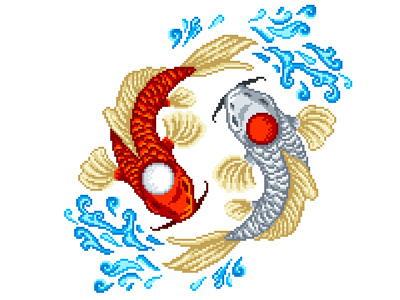 Pixel Art art fish illustration japan japanese art koi pixelart pixelartist pixels