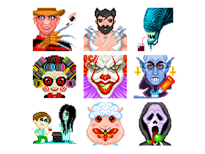 Horror Pixel Art character design funny characters halloween halloween design horror horror characters horror films illustration illustration art pixelart pixelartist pixels