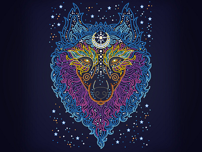 Space Wolf character design colors design dots gradient graphic illustration illustration art line space vector wolf