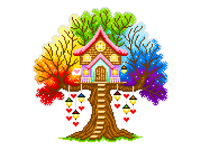 Illustration "Dreamer's house" colorful colorful design colors gradient graphicdesign illustration illustration art pixelart pixelartist rainbow