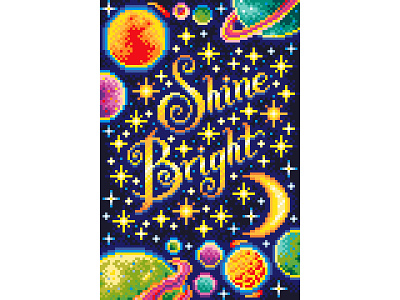 Shine Bright. Pixel Art. design graphicdesign illustration illustration art motivation navy blue pixel pixel art pixel perfect pixelart pixelartist pixels shine space space illustration stars