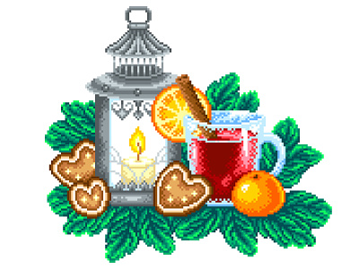 Pixel Art. Christmas illustration.