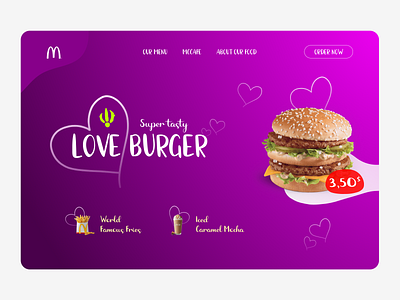Loveburger Promo Page by McDonalds burger cafe concept design fastfood food mcdonalds purple redesign ui ux web website