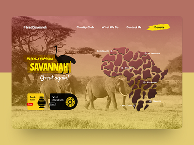 Savannah Charity Club africa animals charity design homepage nature savannah ui ux web website wild