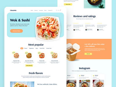 Wok & Sushi design ecommerce food homepage shop sushi ui ux wok