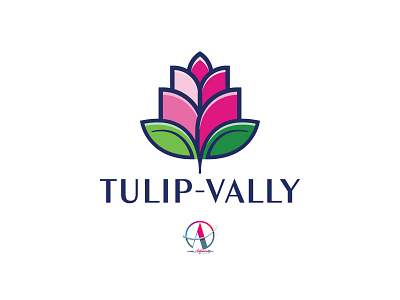 Tulip Vally Flower art logo book cover art illustration logo logodesign nursery vector