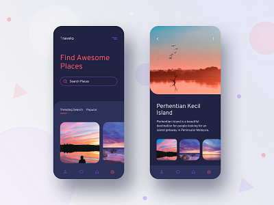 Travel App UI adventure app branding clean dark ui debutshot design figma figma design flat icon logo minimal mobile app mobile ui travel trend 2020 typography ui ux