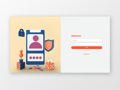 login 3d illustration blender 3d clean design illustration landing page login login page minimalist rendering simple ui ux web web illustration website