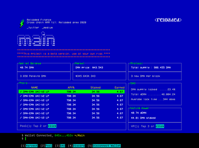 DeFi Dashboard ascii bitcoin blockchain cli code crypto crypto exchange dashboad defi ethereum finance fintech pixel retro terminal