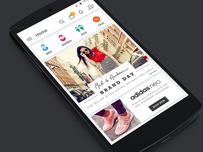 Shopping App - Home Screen android app brand e commerce home iphone material design shopping white
