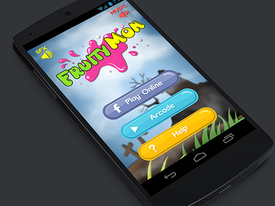 Fruity Mon - Login Screen colors fruit fruits game login monster multiplayer play splash start ui