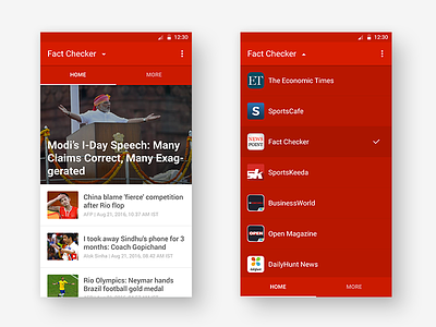 News App - Home Screen android app highlights home screen iphone mobile news news point red times of india