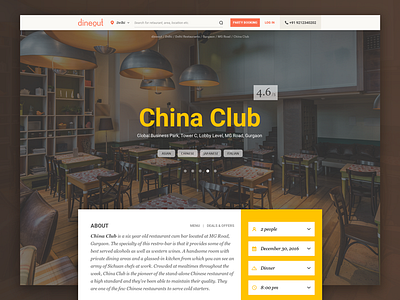 Restaurant Detail Page book a table booking chinese cuisine detail page food rating restaurant web