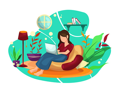 Watching Film and Stay Home art artwork design films flat style flatstyle illustration illustration art sitting stay safe stayhome vector watching workfromhome
