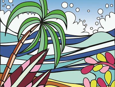 cimaja pattern beach clothing design flatstyle graphics hawaiian illustrastion pattern plants vector