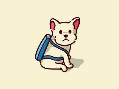 puppy with a bag cartoon cute dog illustration logo mascot minimal puppy simple