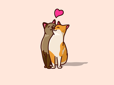 Cat in Love cartoon cat cathealth catlove catlover catshop couple cute design illustration logo love mascot pet valentine