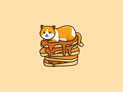 Cat and Pancake cartoon cat catlove catlover catshop cute design illustration logo mascot pancake