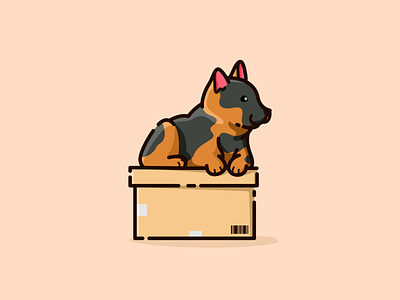 Dog and Box babydog box cartoon cute design dog illustration logo mascot pet