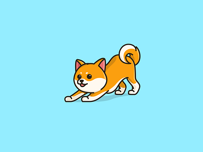 Shiba doing stretching cartoon cute design dog illustration logo mascot shiba shibainu shibalove